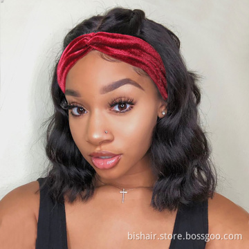 Wholesale Short Bob Headband Wigs for Woman Glueless Full Machine Body Wave Brazilian Human Hair HeadBand Wig Natural Colore